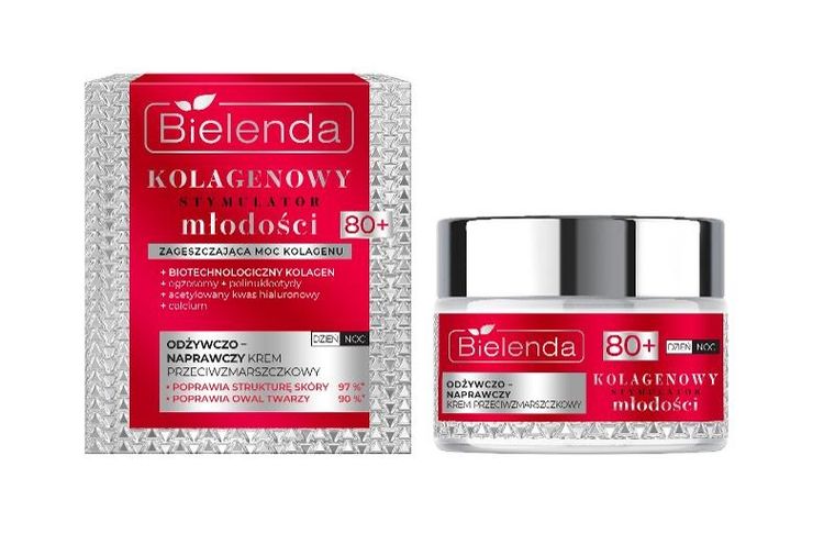 Bielenda, Kolagenowy Stymulator Młodości, odżywczo - naprawczy krem przeciwzmarszczkowy 80+, 50 ml