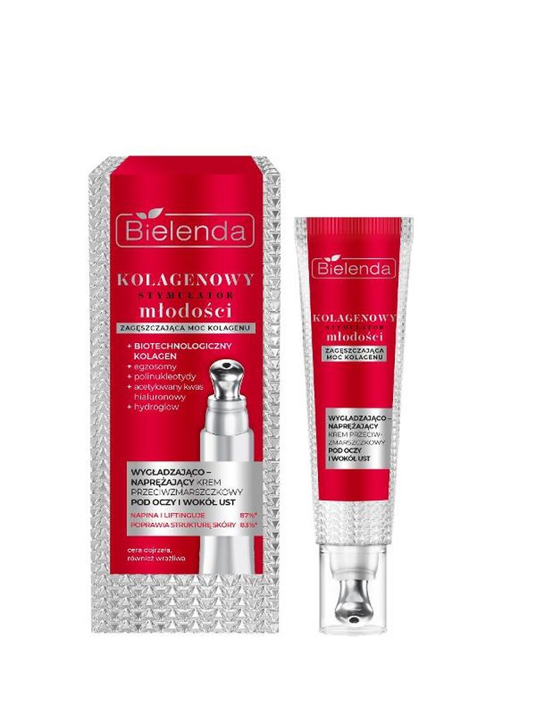 Bielenda, Kolagenowy Stymulator Młodości, wygładzająco-naprężający krem przeciwzmarszczkowy pod oczy i wokół ust, 15 ml