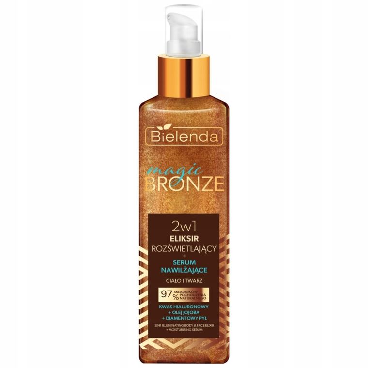 Bielenda, Magic Bronze, eliksir rozświetlający + serum nawilżające 2w1 do twarzy i ciała, 150 ml