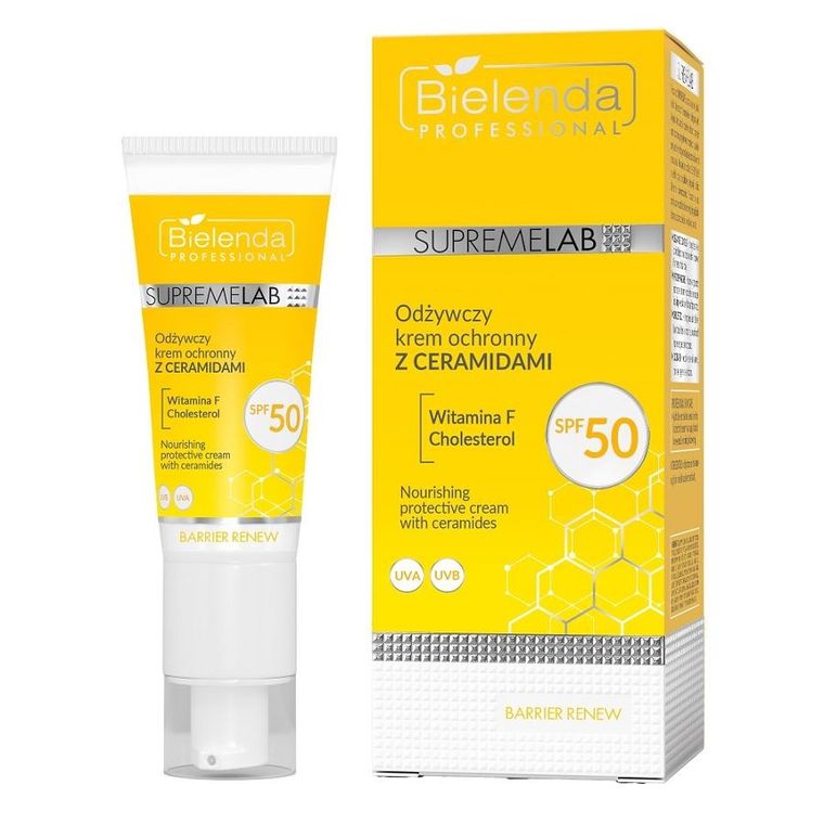 Bielenda Professional, SupremeLab Barrier Renew, odżywczy krem ochronny z ceramidami, SPF50, 40 ml