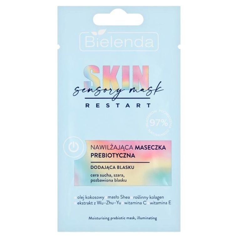 Bielenda, Skin Restart, sensory mask, nawilżająca maseczka prebiotyczna, dodająca blasku, 8g