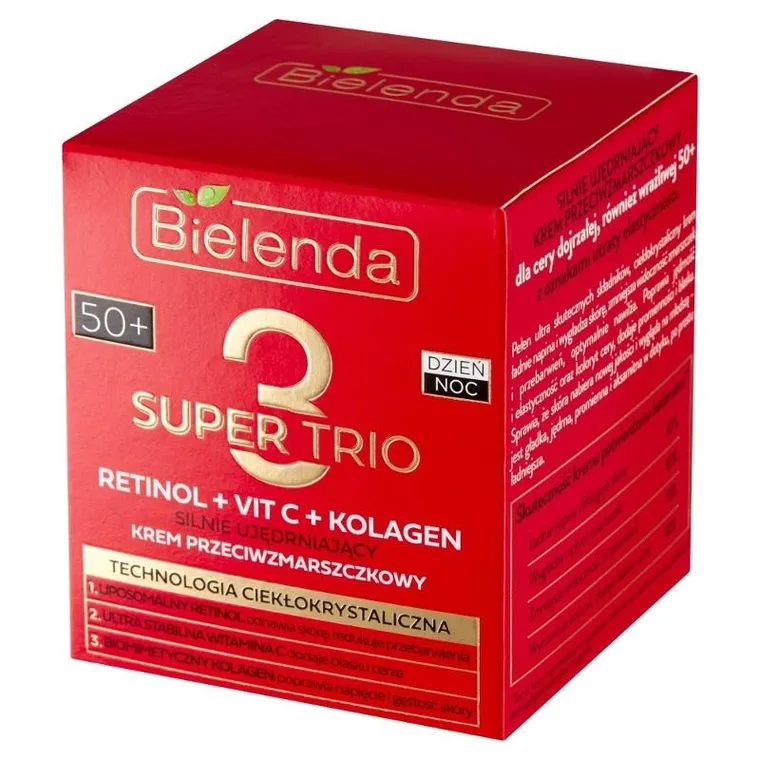 Bielenda, Super Trio, 50+ silnie ujędrniający krem przeciwzmarszczkowy na dzień i noc, 50 ml