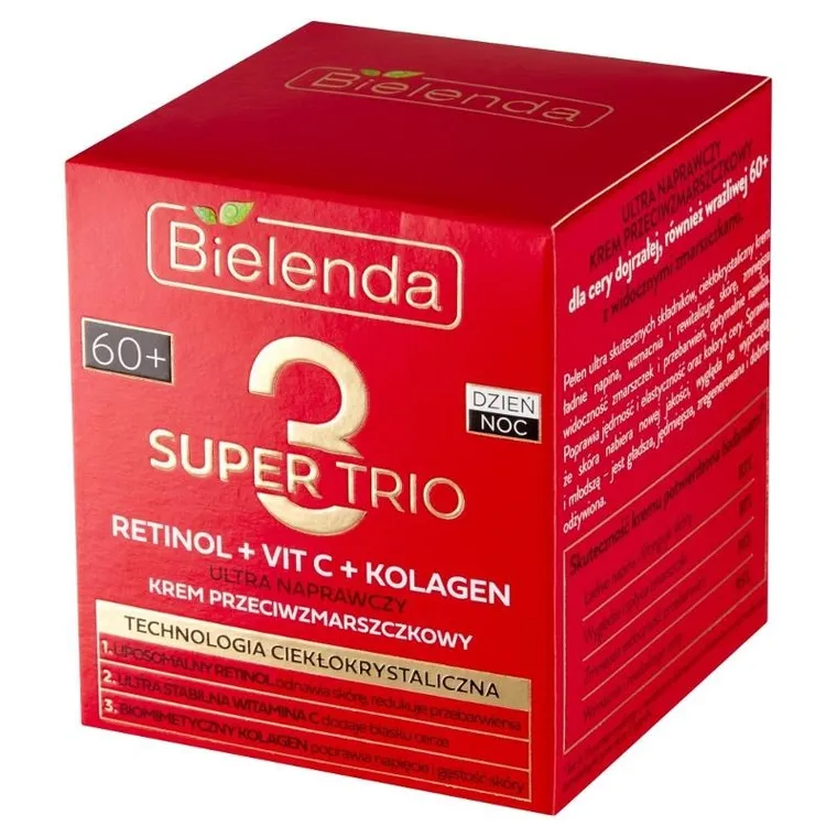 Bielenda, Super Trio, 60+ ultra naprawczy krem przeciwzmarszczkowy na dzień i noc, 50 ml