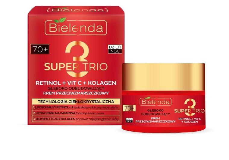Bielenda, Super Trio, 70+ głęboko odbudowujący krem przeciwzmarszczkowy na dzień i noc, 50 ml