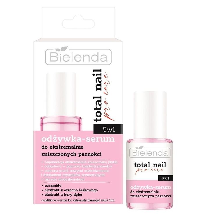 Bielenda, Total Nail Pro-Care, odżywka-serum do ekstremalnie zniszczonych paznokci 5w1, 10 ml