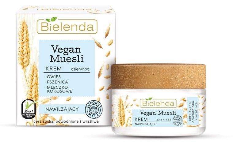 Bielenda, Vegan Muesli, krem nawilżający na dzień i noc, cera sucha, odwodniona, wrażliwa, 50 ml