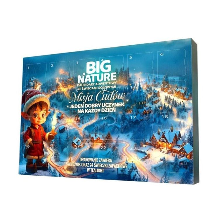 Big Nature, Misja Cudów, kalendarz adwentowy, ze świecami sojowymi i świecznikiem, 24 szt.