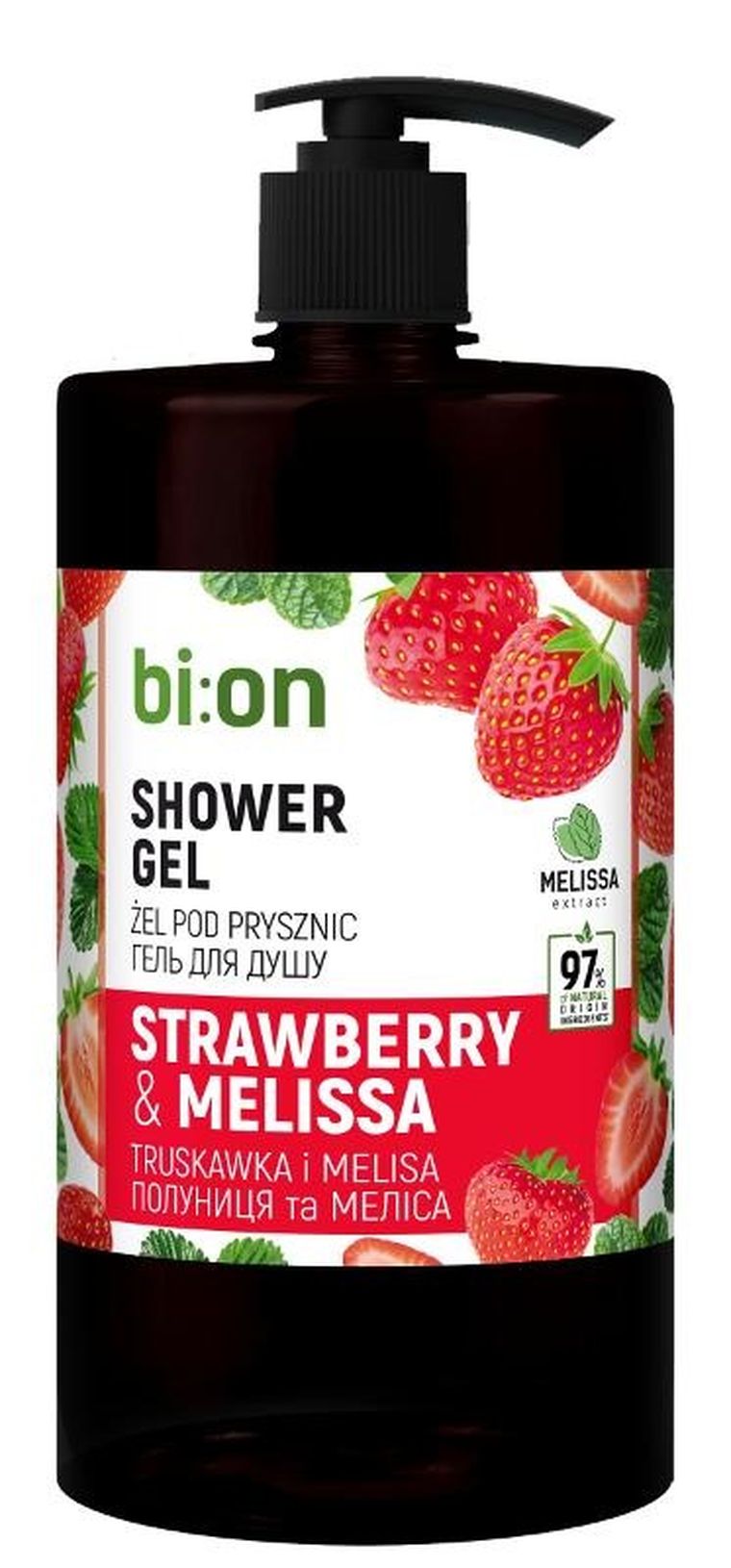 Bio Naturell, kremowy żel pod prysznic, truskawka i melisa, 946 ml