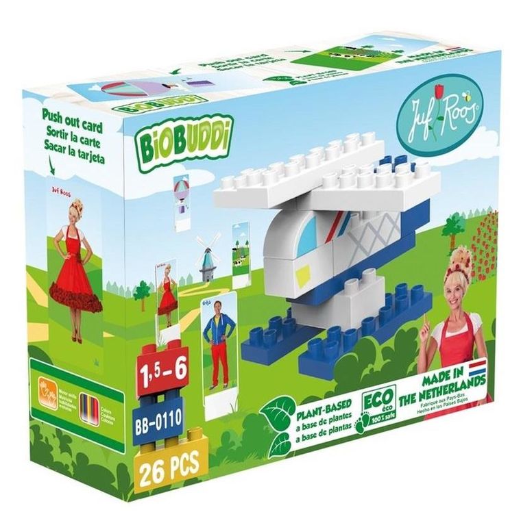 Biobuddi, Qelements, Helikopter, klocki ekologiczne, 2w1, 26 elementów