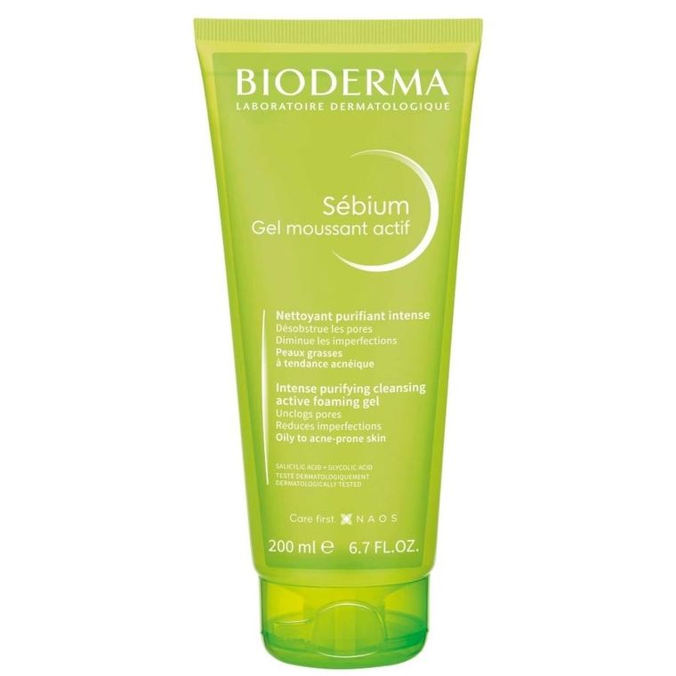 Bioderma, Sebium Gel Moussant Actif, aktywny żel oczyszczający do skóry tłustej i skłonnej do trądziku, 200 ml