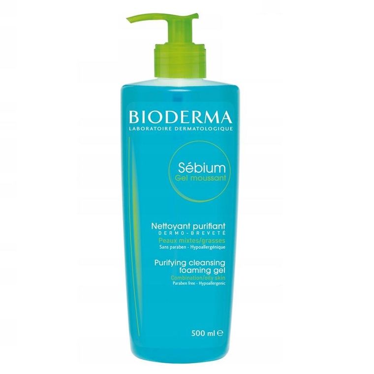 Bioderma, Sebium Gel Moussant, antybakteryjny żel do mycia twarzy do cery tłustej i mieszanej, 500 ml