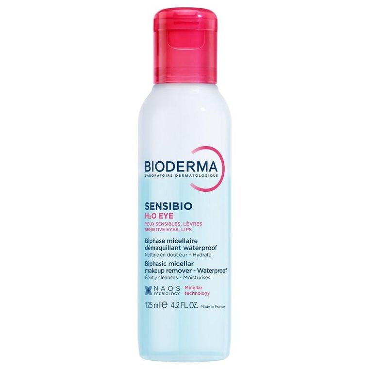 Bioderma, Sensibio H2O Eye, dwufazowa woda micelarna do demakijażu oczu i ust, 125 ml