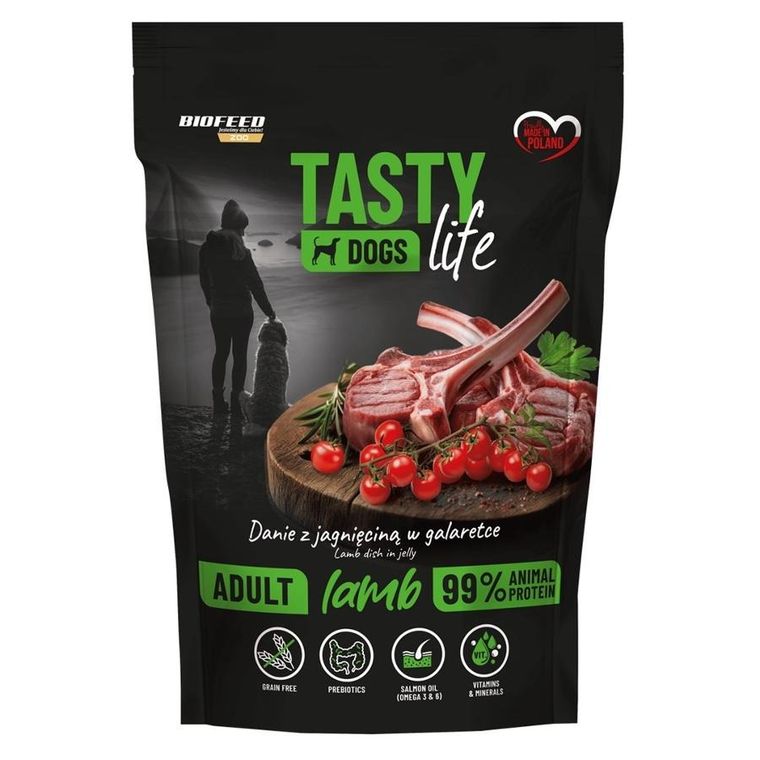 Biofeed, Tasty Dogs Life, karma dla psów, jagnięcina, 500g
