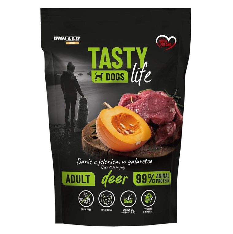 Biofeed, Tasty Dogs Life, karma dla psów, jeleń, 500g