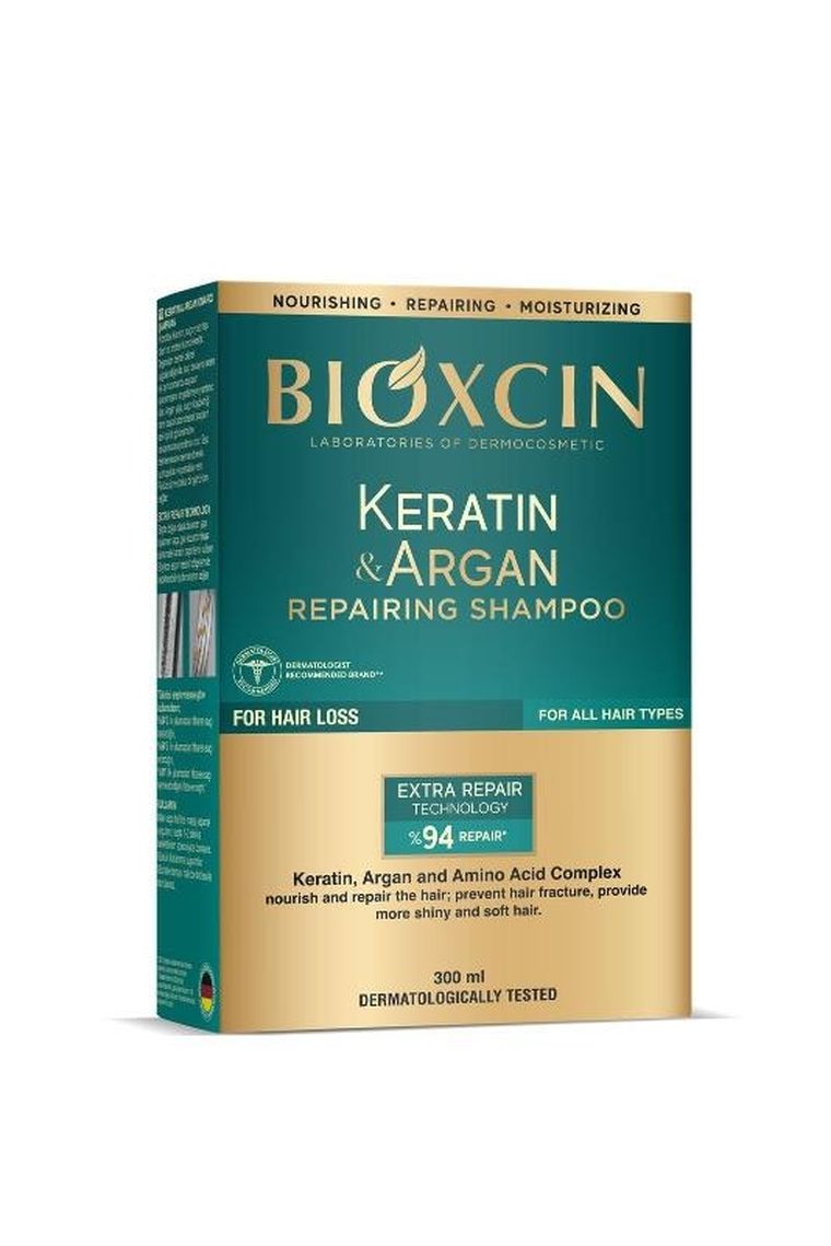 Bioxcin, Keratin&Argan, szampon do włosów regenerujący, 300 ml