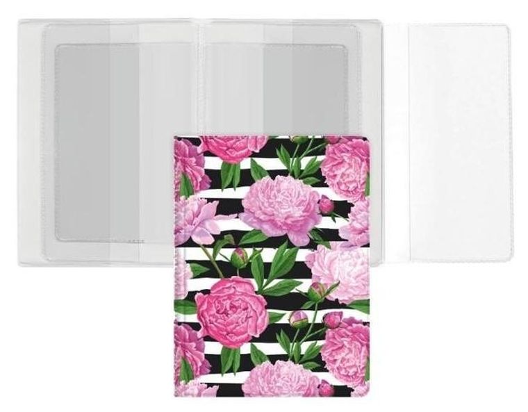Biurfol, okładka na dokumenty z dowodem rejestracyjnym, z nadrukiem, peony, 1 szt.