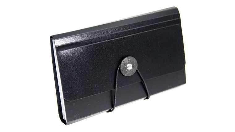 Biurfol, teczka z gumka, 13 przegródek, 18-12 cm, czarna, 1 szt.