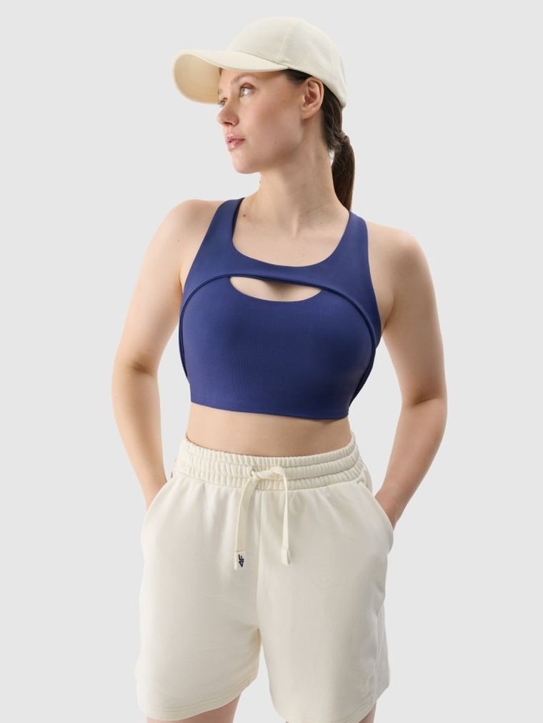Biustonosz sportowy damski, niebieski, 4F
