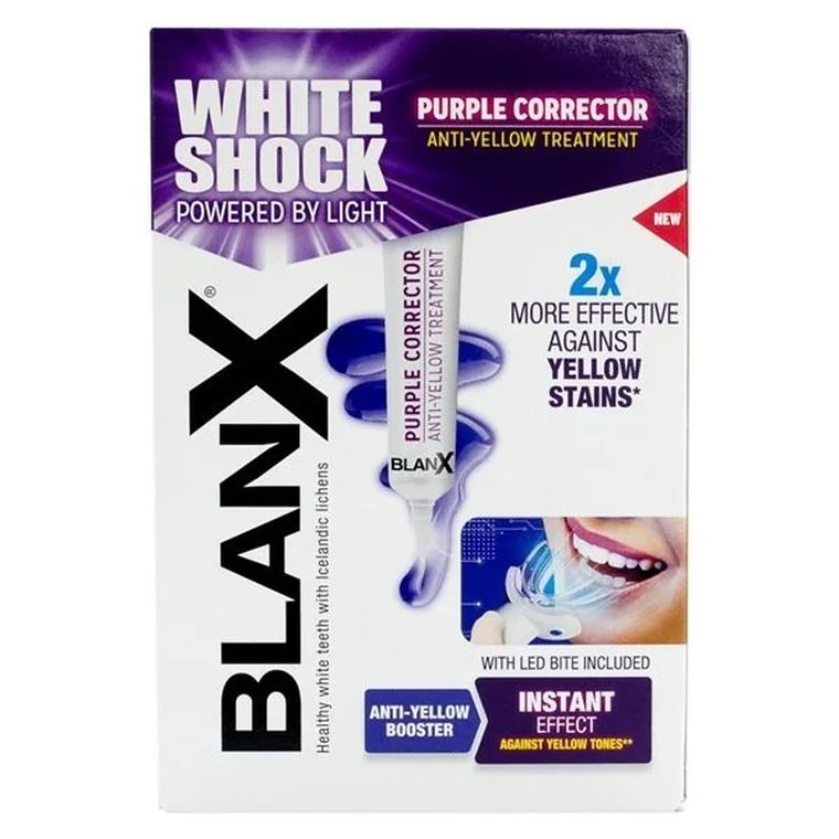 Blanx, White Shock Purple Corrector, system wybielający, 20ml + BlanX Led Bite
