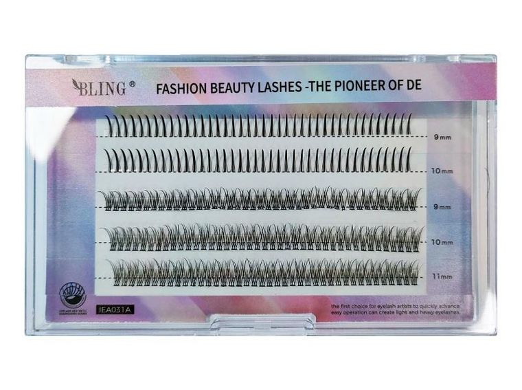 Bling, jedwabne kępki rzęs, 9-11 mm