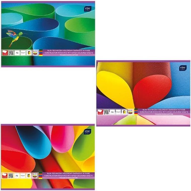 Blok techniczny kolorowy A5, 20 kartek, barwionych w masie