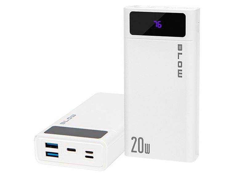 Blow, powerbank, 20000 mAh, QC+PD, 20W + LIGHTNING, biały, PB20E