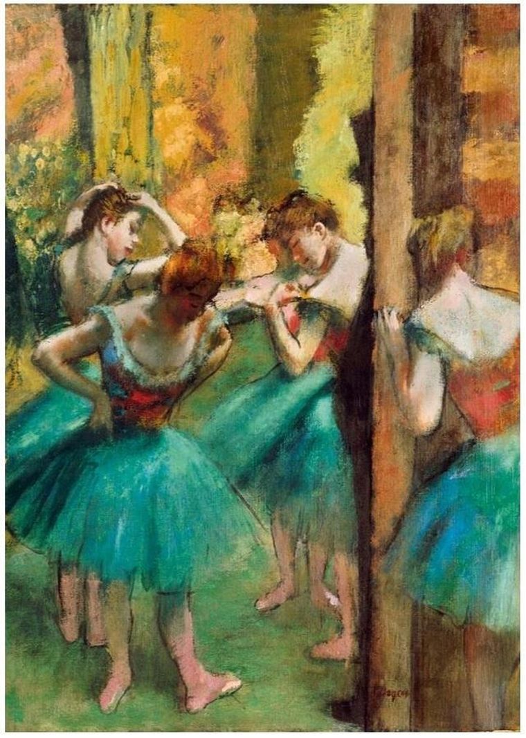 Bluebird, Różowa i zielona tancerka, Degas, puzzle, 1000 elementów