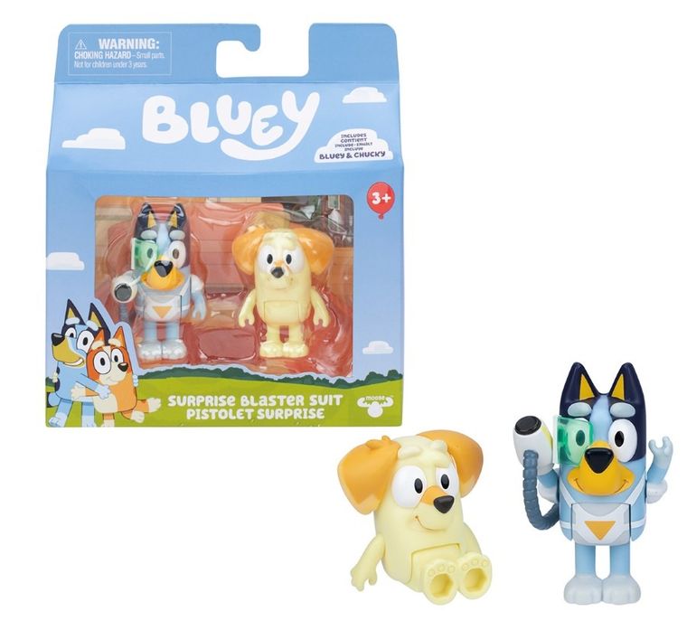 Bluey, Bluey i Chucky z blasterem, zestaw figurek, 2 szt.