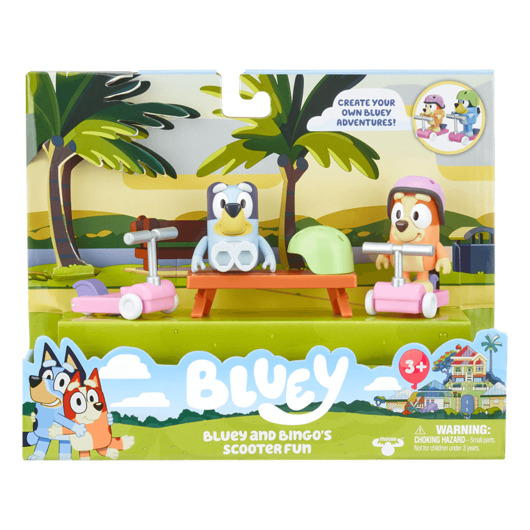 Bluey, Jazda na hulajnodze, zestaw figurek, 2 szt.