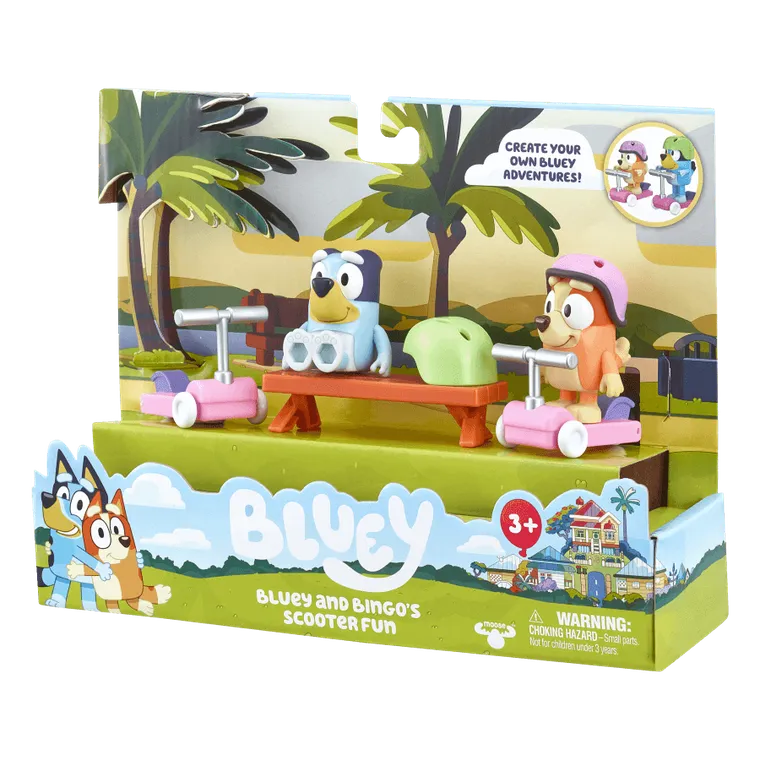 Bluey, Jazda na hulajnodze, zestaw z figurkami