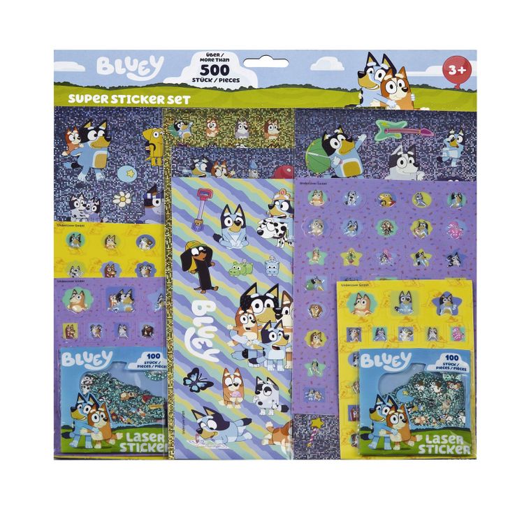 Bluey, super zestaw naklejek, 500 szt.