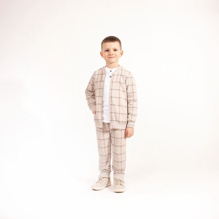 Bluza bomberka chłopięca, rozpinana, beżowa, Nicol