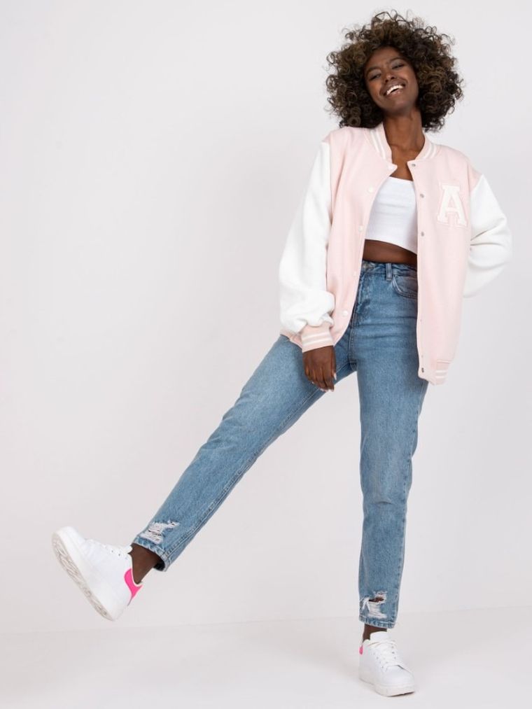 Bluza bomberka damska, rozpinana, różowa, Ex Moda