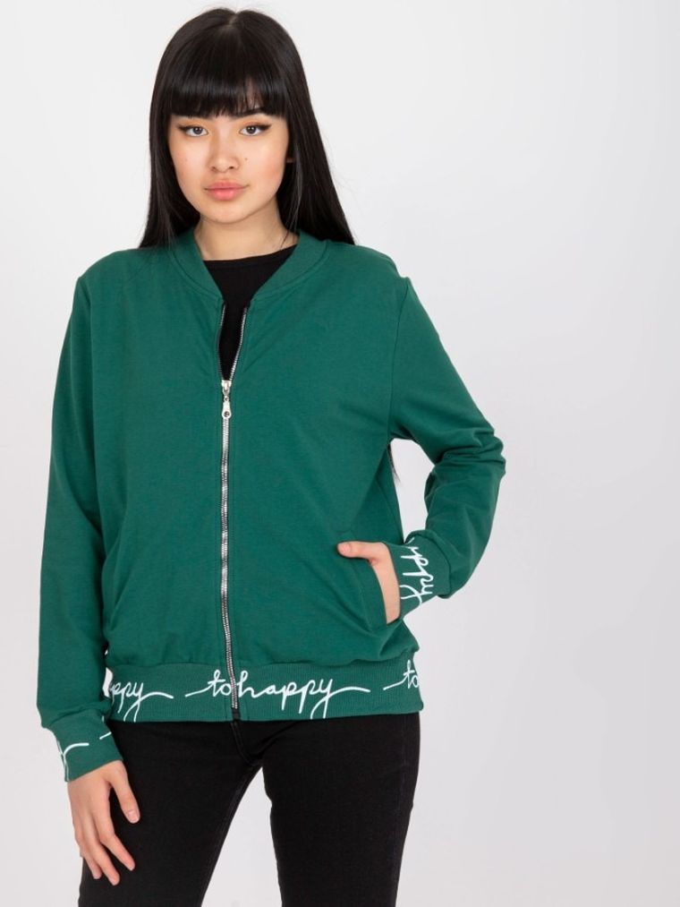 Bluza bomberka damska, rozpinana, zielona, Relevance