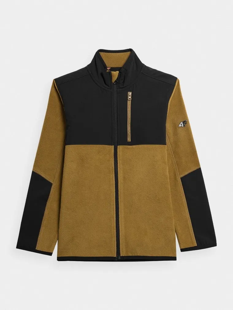 Bluza chłopięca, rozpinana, polarowa, musztardowa, 4F