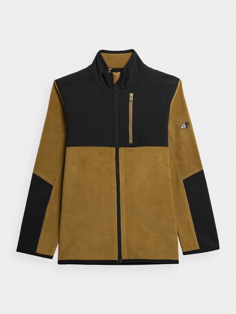 Bluza chłopięca, rozpinana, polarowa, musztardowa, 4F