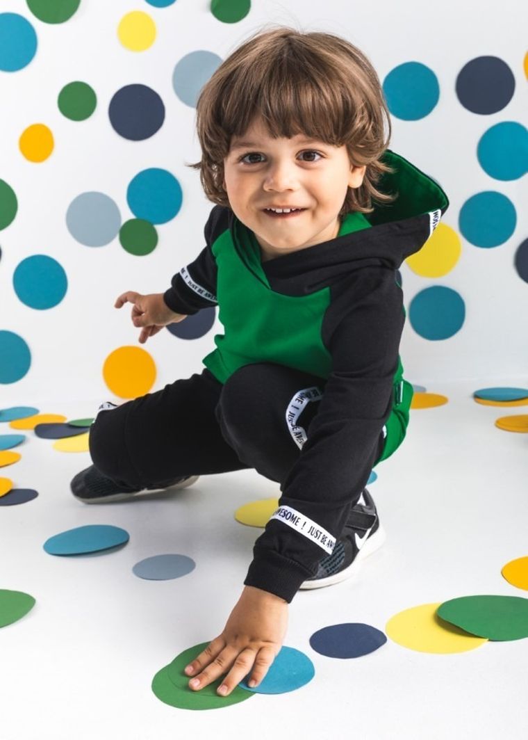 Bluza chłopięca z kapturem, czarno-zielona, Nicol