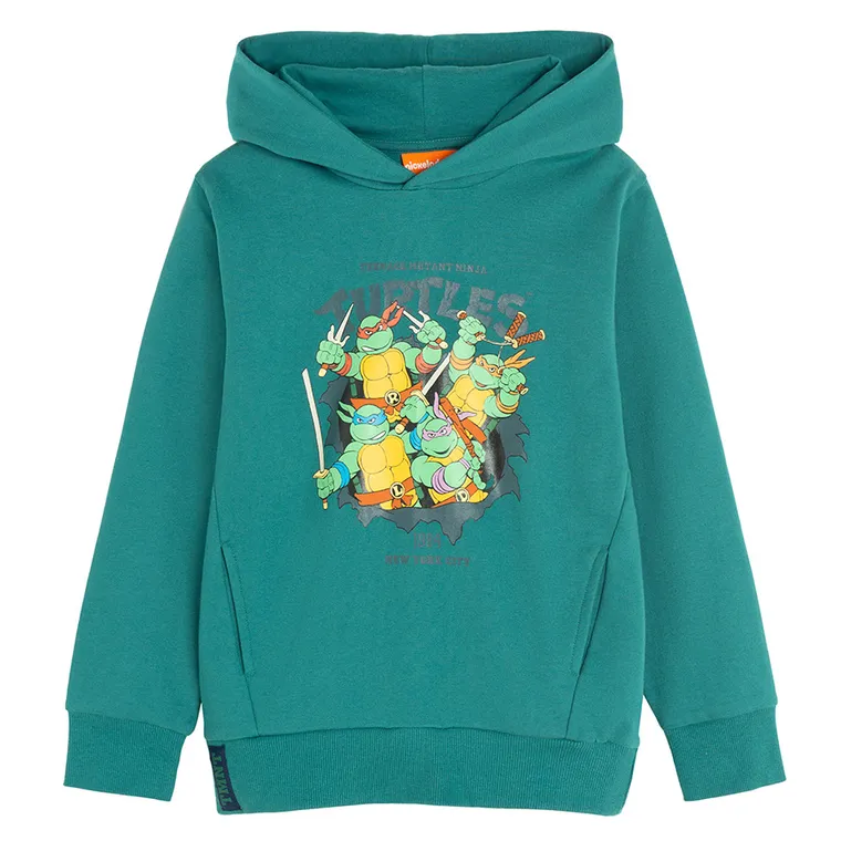 Bluza chłopięca z kapturem, khaki, Wojownicze Żółwie Ninja, Licence Brand