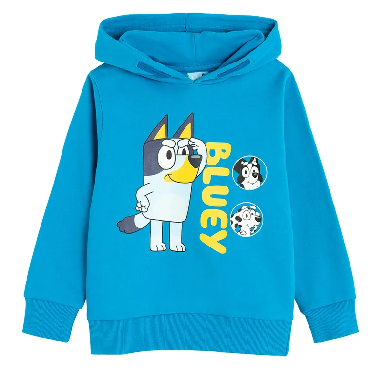 Bluza chłopięca z kapturem, niebieska, Bluey, Licence Brand