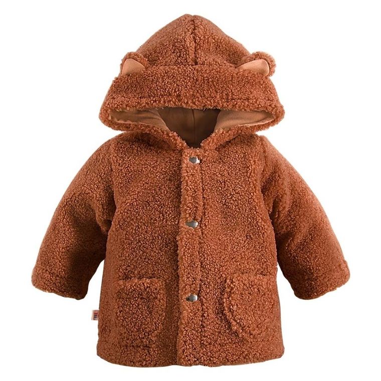 Bluza chłopięca z kapturem, rozpinana, brązowa, Eevi