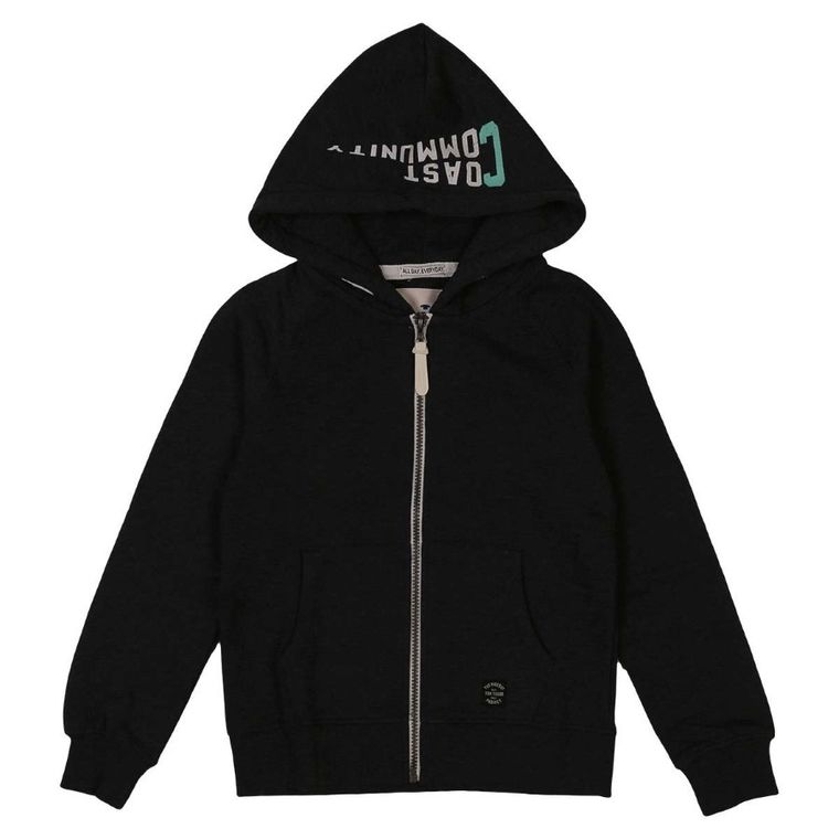 Bluza chłopięca z kapturem, rozpinana, czarna, Tom Tailor