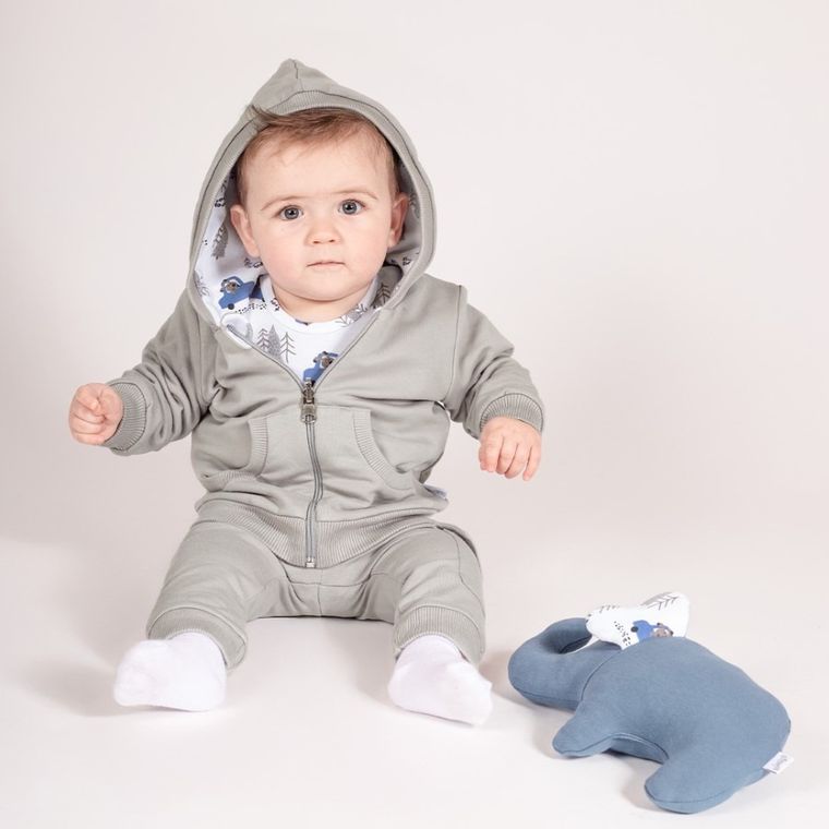 Bluza chłopięca z kapturem, rozpinana, dwustronna, szara, Nicol