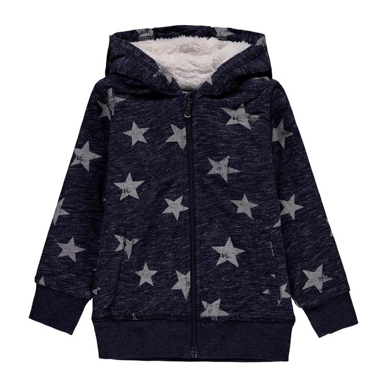 Bluza chłopięca z kapturem, rozpinana, granatowa, Kanz