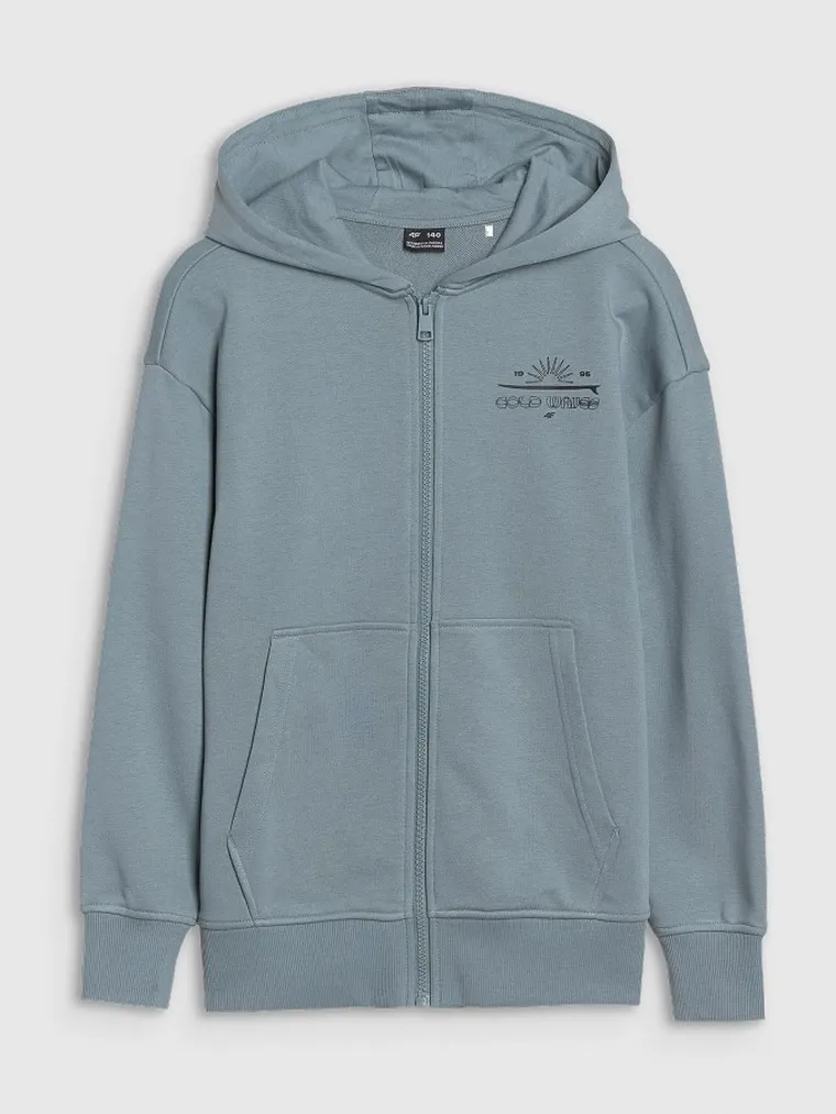 Bluza chłopięca z kapturem, rozpinana, miętowa, 4F
