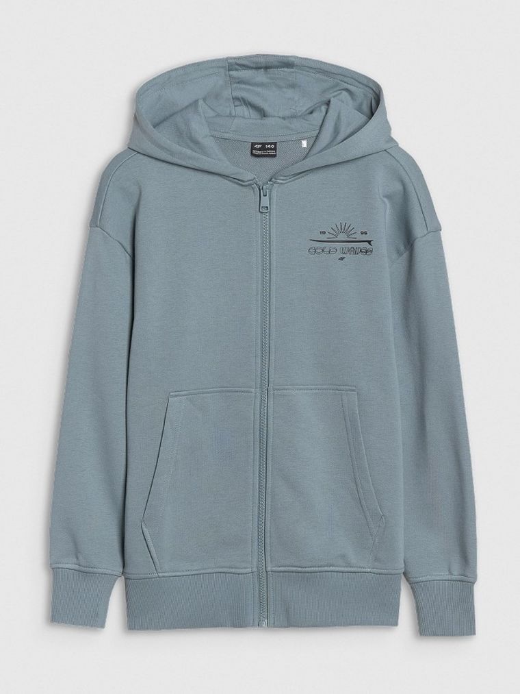 Bluza chłopięca z kapturem, rozpinana, miętowa, 4F