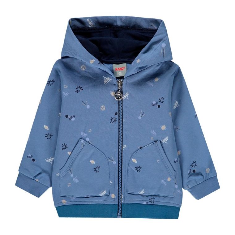 Bluza chłopięca z kapturem, rozpinana, niebieska, Kanz
