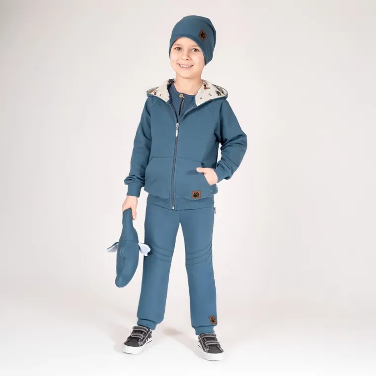 Bluza chłopięca z kapturem, rozpinana, niebieska, Nicol