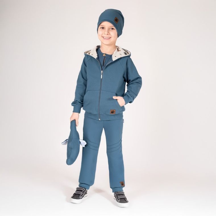 Bluza chłopięca z kapturem, rozpinana, niebieska, Nicol