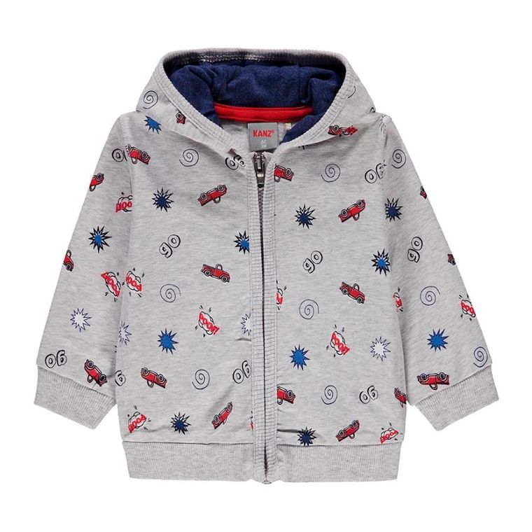 Bluza chłopięca z kapturem, rozpinana, szara, Kanz