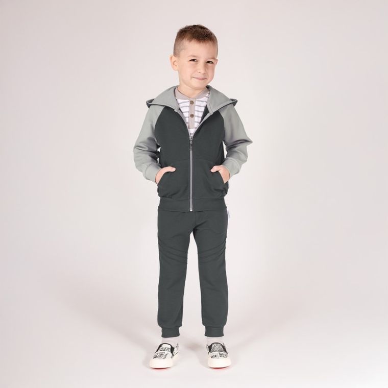 Bluza chłopięca z kapturem, rozpinana, szara, Nicol